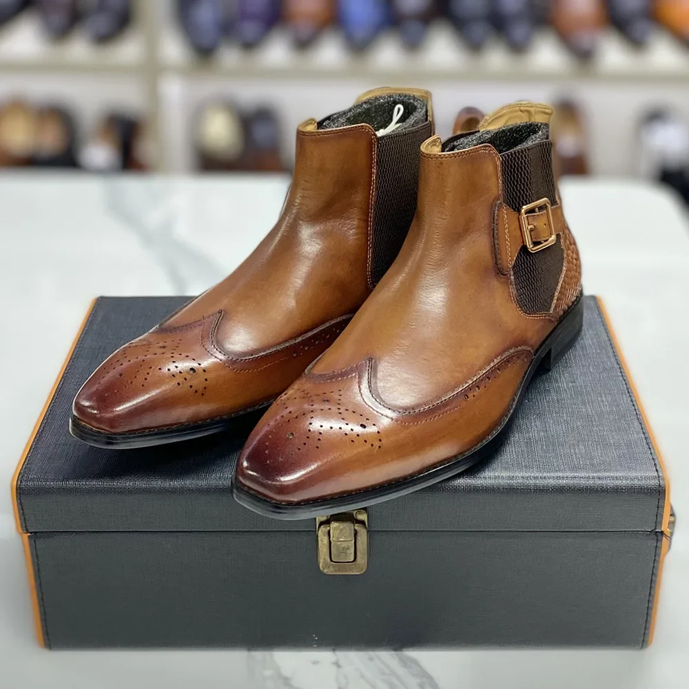 Sepatu bot kulit sapi asli unt - Men Formal Wear With Boots ulasan dan harga