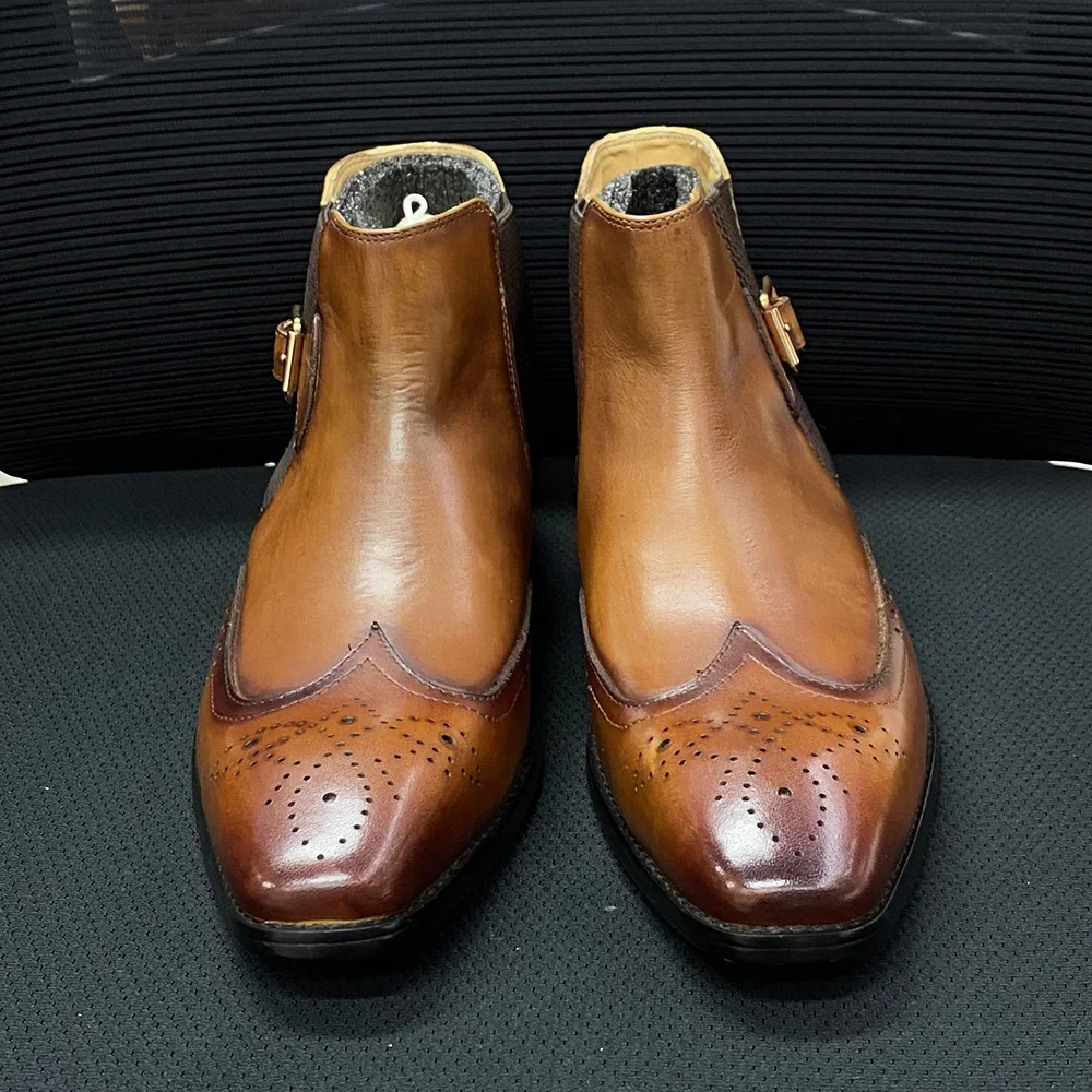 Sepatu bot kulit sapi asli unt - Men Formal Wear With Boots ulasan dan harga