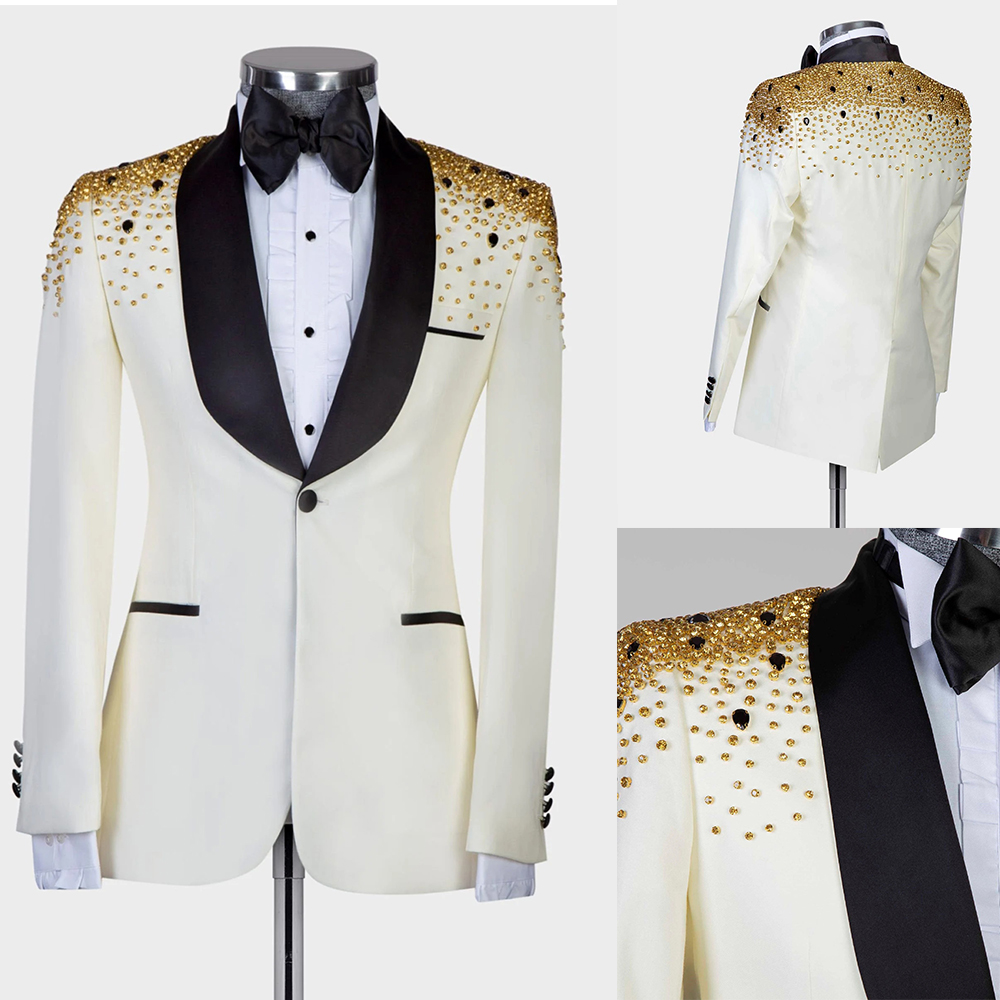 Jas Pria Mewah Berhias Kristal - Men Formal Wear Modern ulasan dan harga